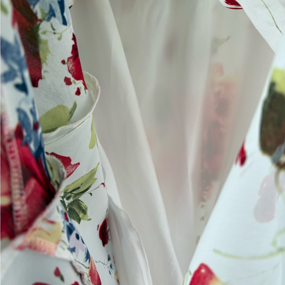 Vintage floral midi skirt — 90s asymmetrical hem - Picture 4 of 7